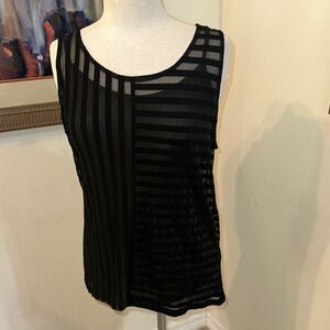 Inc. 2 Piece Black Striped Sleeveless Top Size Large